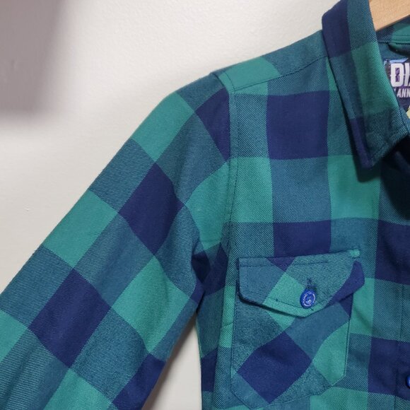 DIXXON Niagara Flannel Shirt Plaid Button Up Grunge Blue Green Women's Small - Picture 4 of 13
